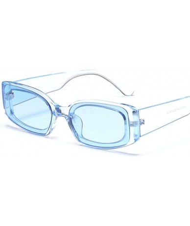 Rectangular Women Rectangle Sunglasses Transparent Candy Color Sun Glasses Lady Trendy Gift - Clear Blue - CY18HM3L8R5 $18.81