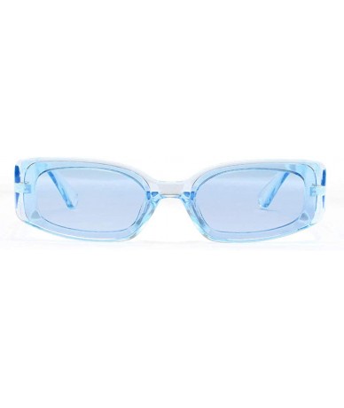 Rectangular Women Rectangle Sunglasses Transparent Candy Color Sun Glasses Lady Trendy Gift - Clear Blue - CY18HM3L8R5 $18.81