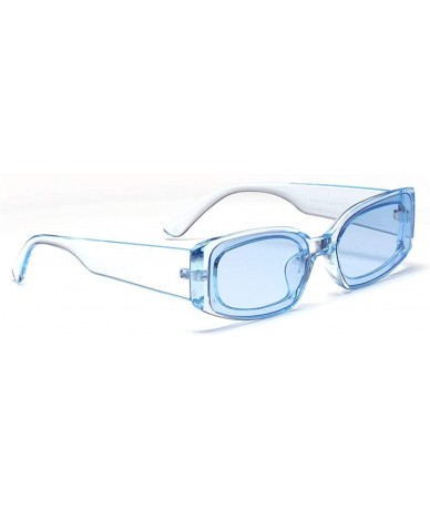 Rectangular Women Rectangle Sunglasses Transparent Candy Color Sun Glasses Lady Trendy Gift - Clear Blue - CY18HM3L8R5 $18.81