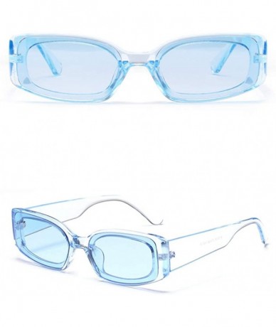 Rectangular Women Rectangle Sunglasses Transparent Candy Color Sun Glasses Lady Trendy Gift - Clear Blue - CY18HM3L8R5 $18.81