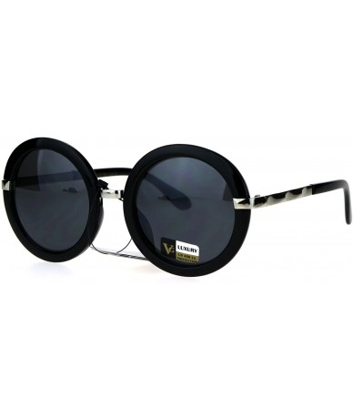 Round VG Designer Fashion Sunglasses Womens Vintage Round Frame UV 400 - Black Silver (Black) - C1186Y23E9S $20.96