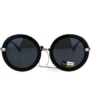 Round VG Designer Fashion Sunglasses Womens Vintage Round Frame UV 400 - Black Silver (Black) - C1186Y23E9S $20.96