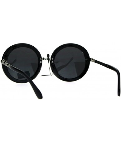 Round VG Designer Fashion Sunglasses Womens Vintage Round Frame UV 400 - Black Silver (Black) - C1186Y23E9S $20.96