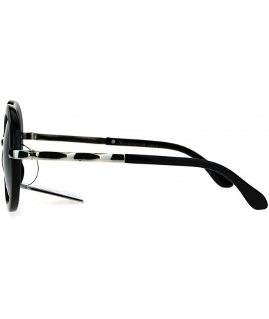 Round VG Designer Fashion Sunglasses Womens Vintage Round Frame UV 400 - Black Silver (Black) - C1186Y23E9S $20.96