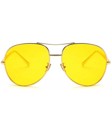 Aviator Vintage Women Sunglasses Oversized Aviator Glasses Gold Metal Classic Frame - Gold/Yellow - CV185244X7W $29.05