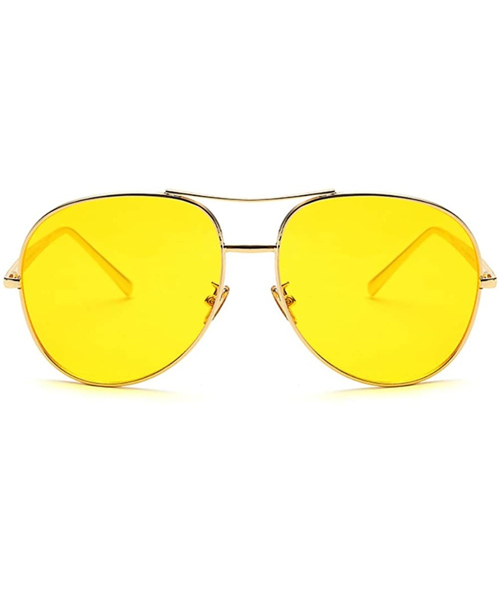 Aviator Vintage Women Sunglasses Oversized Aviator Glasses Gold Metal Classic Frame - Gold/Yellow - CV185244X7W $29.05