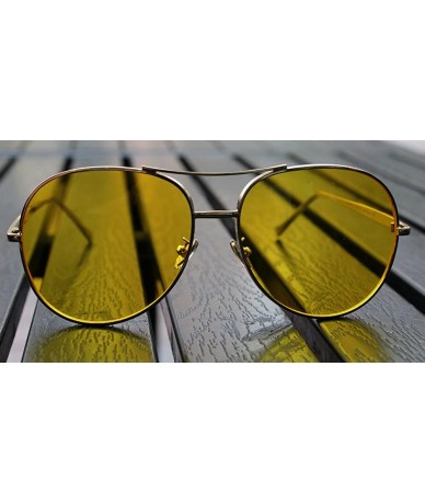 Aviator Vintage Women Sunglasses Oversized Aviator Glasses Gold Metal Classic Frame - Gold/Yellow - CV185244X7W $29.05