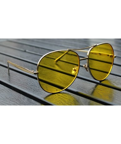 Aviator Vintage Women Sunglasses Oversized Aviator Glasses Gold Metal Classic Frame - Gold/Yellow - CV185244X7W $29.05