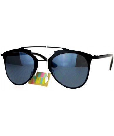 Wayfarer Mirrored Retro Vintage Style Half Rim Pilot Unique Sunglasses - All Black - CV1203SDIYF $18.93