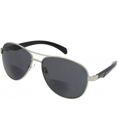 Aviator Aviator Bifocal Sunglasses B117 - Silver Frame Gray Lenses - C018G2EULU3 $30.55