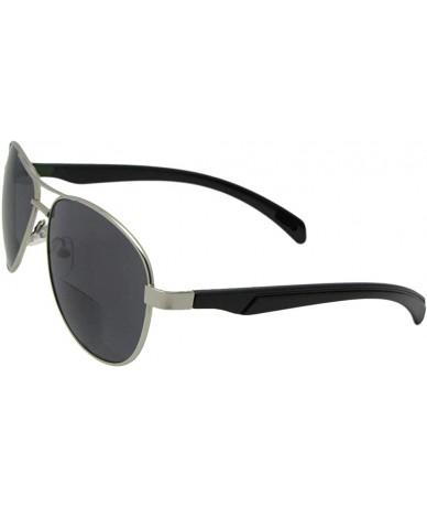 Aviator Aviator Bifocal Sunglasses B117 - Silver Frame Gray Lenses - C018G2EULU3 $30.55