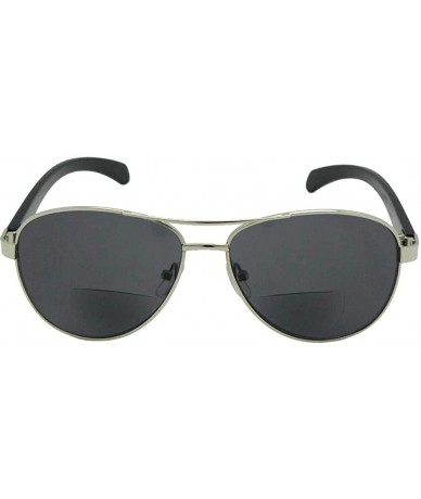 Aviator Aviator Bifocal Sunglasses B117 - Silver Frame Gray Lenses - C018G2EULU3 $30.55