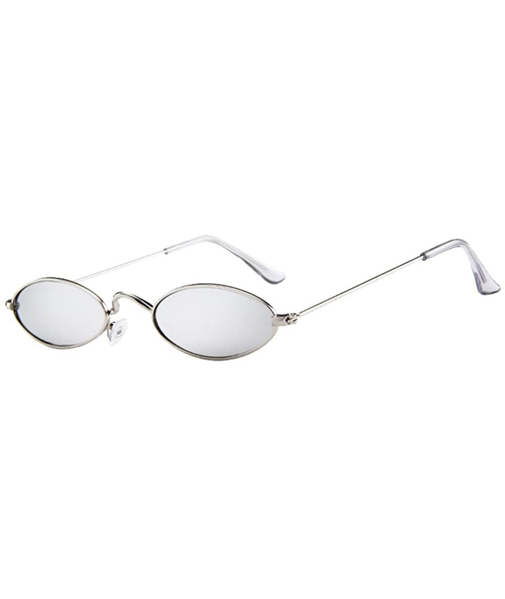 Oval Men Women Retro Small Oval Sunglasses - Fashion Metal Frame Shades Eyewear - G - CK196OIUEKO $32.26