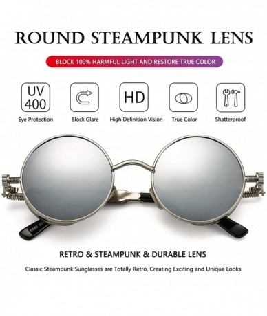 Round Round Steampunk Sunglasses for Men Women Gothic Glasses John Lennon Style Metal Frame 100% UV Blocking Lens - CB19DIGLY...