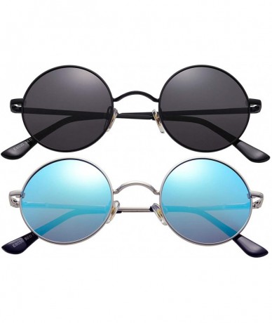 Sport 2-Pack John Lennon Style Round Sunglasses for Men Women Polarized Small Circle Sun Glasses - CN192EDWM58 $31.06