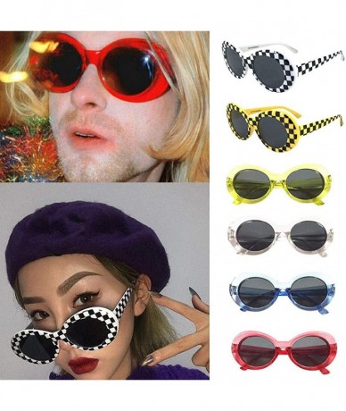 Aviator Vintage Clout Goggles Unisex Round Frame Sunglasses Rapper Oval Shades Grunge Glasses - D - C618TQKDEWE $14.44