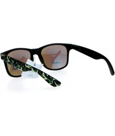 Square Camo Camouflage Print Sunglasses Classic Square Matted Spring Hinge - Green (Teal Mirror) - C31882X7D0N $18.16