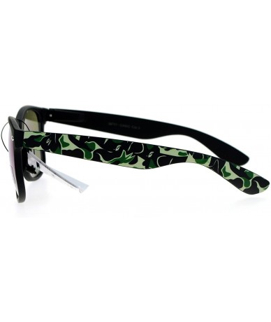 Square Camo Camouflage Print Sunglasses Classic Square Matted Spring Hinge - Green (Teal Mirror) - C31882X7D0N $18.16