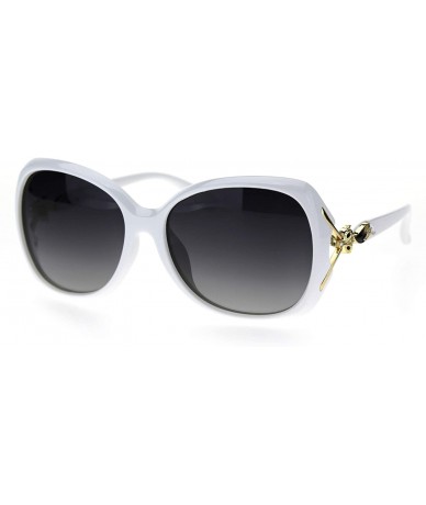 Butterfly Polarized Lens Womens Fox Tail Rhinestone Butterfly Plastic Sunglasses - White Smoke - CW18TLZ4AA5 $27.23