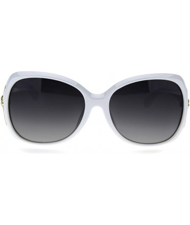 Butterfly Polarized Lens Womens Fox Tail Rhinestone Butterfly Plastic Sunglasses - White Smoke - CW18TLZ4AA5 $27.23