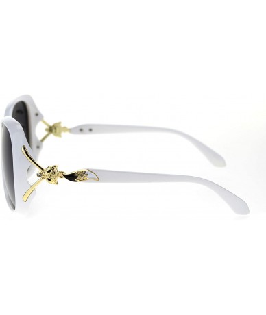 Butterfly Polarized Lens Womens Fox Tail Rhinestone Butterfly Plastic Sunglasses - White Smoke - CW18TLZ4AA5 $27.23