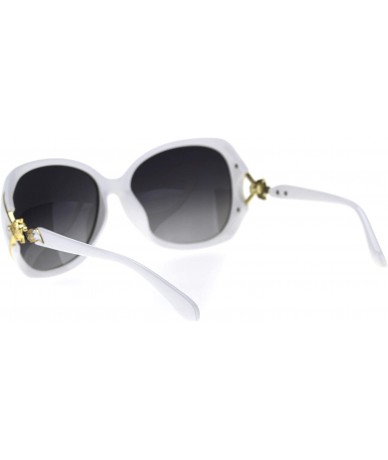 Butterfly Polarized Lens Womens Fox Tail Rhinestone Butterfly Plastic Sunglasses - White Smoke - CW18TLZ4AA5 $27.23