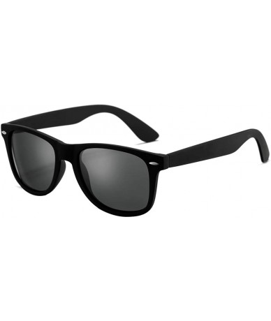 Square Classic Polarized Sunglasses for Men Women Retro UV400 Sun Glasses - A4 Matte Black Frame/Grey Lens - C918S9KEDLN $22.67