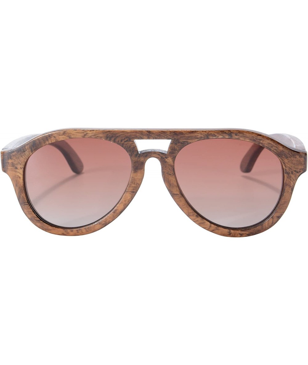 Aviator Wood Sunglasses Polarized Lens Wooden Frame Sun Glasses Wood Eyewear-SG6140 - Brich Leaf - CH180S8EKM7 $18.91