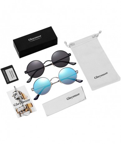 Sport 2-Pack John Lennon Style Round Sunglasses for Men Women Polarized Small Circle Sun Glasses - CN192EDWM58 $31.06