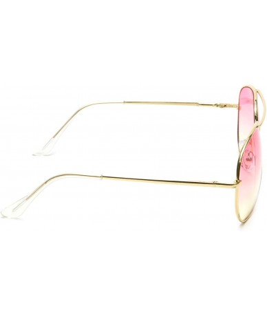 Aviator Retro Aviator Sunglasses Double Nose Bridge Color Tinted Gradient Lens Metal Frame - Pink & Yellow - C918EYK8ZOY $23.53