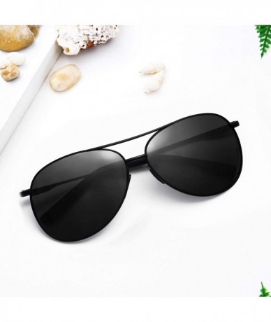 Aviator Sunglasses Protection Lightweight Lens Black - Black Lens-black Frame - CA1952LXGQY $22.67