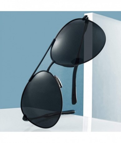 Aviator Sunglasses Protection Lightweight Lens Black - Black Lens-black Frame - CA1952LXGQY $22.67