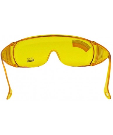 Rectangular Large Shield Sunglasses Worn Over Prescription Glasses F22 - Yellow Lens - CW18LZNIHWR $25.96