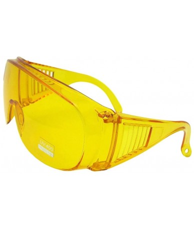 Rectangular Large Shield Sunglasses Worn Over Prescription Glasses F22 - Yellow Lens - CW18LZNIHWR $25.96