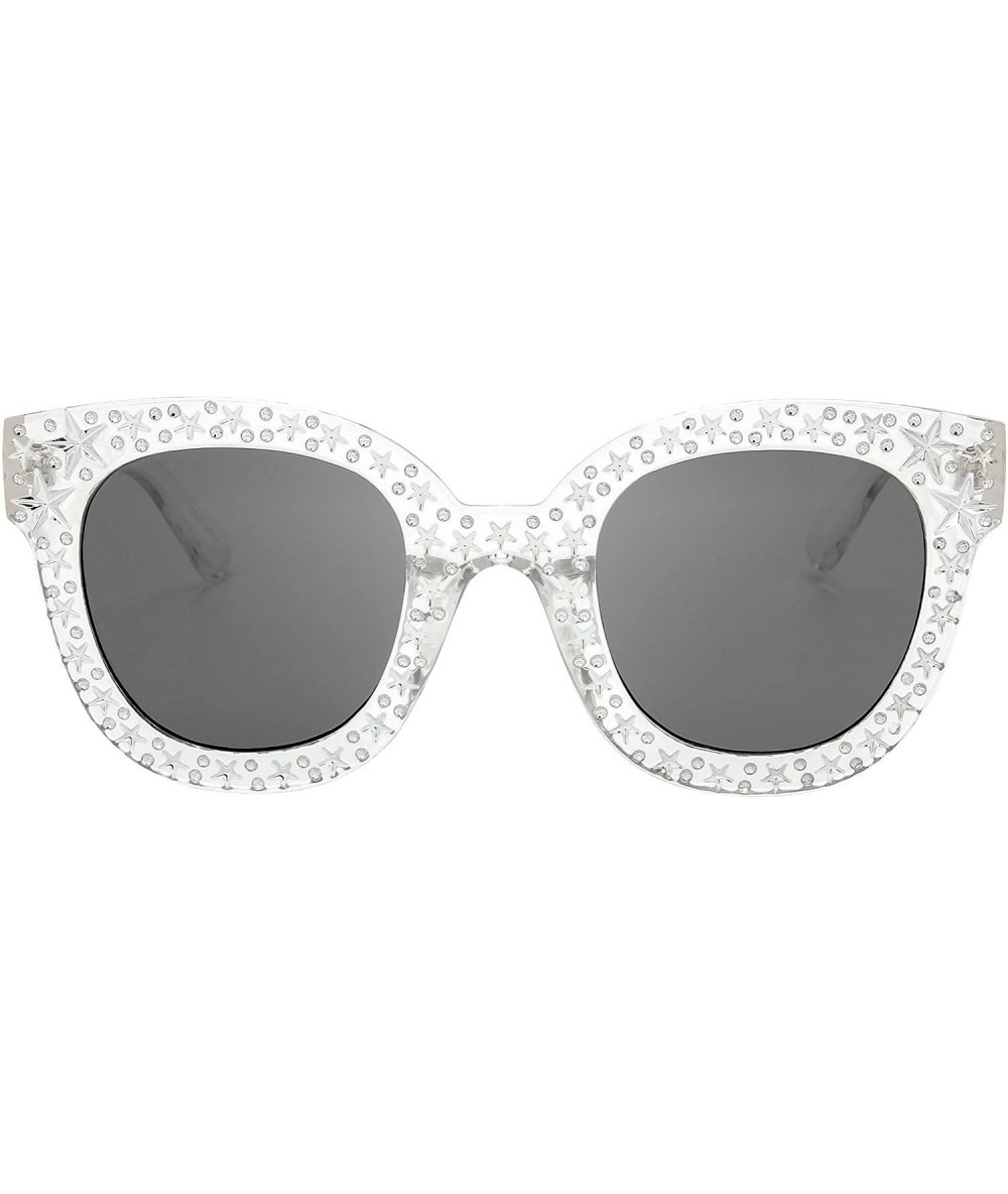 Oversized Women Oversized Cat eye Crystal Brand Designer Shades Sunglasses Gift Box - 4-shiny Crystal - CE18C6AUL3Y $21.43