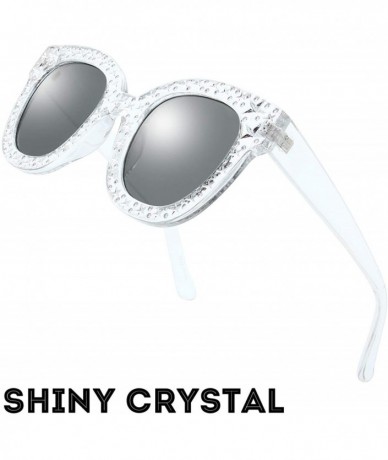 Oversized Women Oversized Cat eye Crystal Brand Designer Shades Sunglasses Gift Box - 4-shiny Crystal - CE18C6AUL3Y $21.43