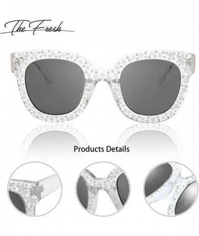 Oversized Women Oversized Cat eye Crystal Brand Designer Shades Sunglasses Gift Box - 4-shiny Crystal - CE18C6AUL3Y $21.43