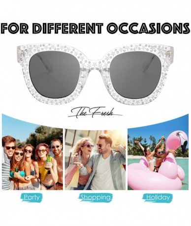 Oversized Women Oversized Cat eye Crystal Brand Designer Shades Sunglasses Gift Box - 4-shiny Crystal - CE18C6AUL3Y $21.43