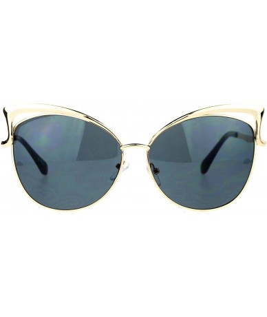 Butterfly Butterfly Cateye Sunglasses Womens Metal Oversized Fashion UV 400 - Gold (Black) - CA188QQLZ3Z $20.07