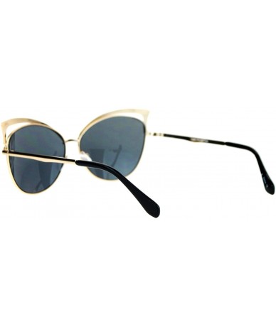 Butterfly Butterfly Cateye Sunglasses Womens Metal Oversized Fashion UV 400 - Gold (Black) - CA188QQLZ3Z $20.07