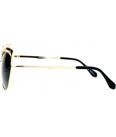 Butterfly Butterfly Cateye Sunglasses Womens Metal Oversized Fashion UV 400 - Gold (Black) - CA188QQLZ3Z $20.07