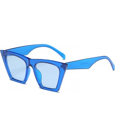 Oversized Women Vintage Cateye Sunglasses Square Lens UV400 - Blue - C018ZXOQRCG $20.30