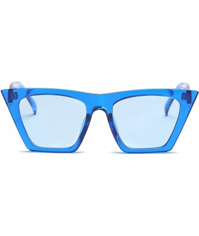 Oversized Women Vintage Cateye Sunglasses Square Lens UV400 - Blue - C018ZXOQRCG $20.30