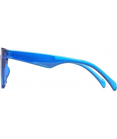 Oversized Women Vintage Cateye Sunglasses Square Lens UV400 - Blue - C018ZXOQRCG $20.30