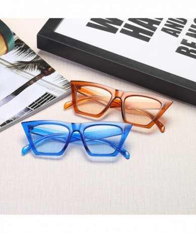 Oversized Women Vintage Cateye Sunglasses Square Lens UV400 - Blue - C018ZXOQRCG $20.30