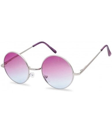 Oval Colored Circular Sunglasses Novelty Glasses - Silver Frame - Purple - CQ18KIY809R $19.57