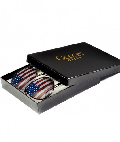 Wayfarer American Flag Mirror Novelty Decorative Sunglasses - 2-gold & Black-black Gift Box - C211O2QCSFF $25.38