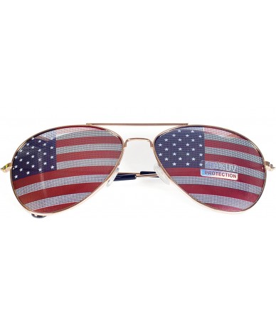 Wayfarer American Flag Mirror Novelty Decorative Sunglasses - 2-gold & Black-black Gift Box - C211O2QCSFF $25.38