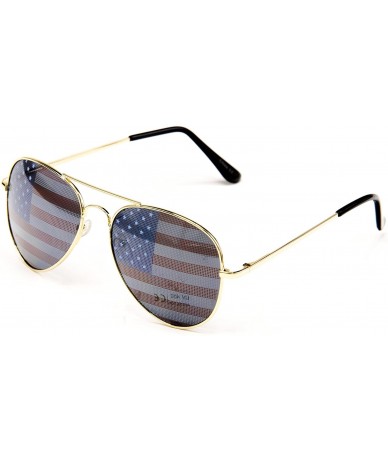 Wayfarer American Flag Mirror Novelty Decorative Sunglasses - 2-gold & Black-black Gift Box - C211O2QCSFF $25.38