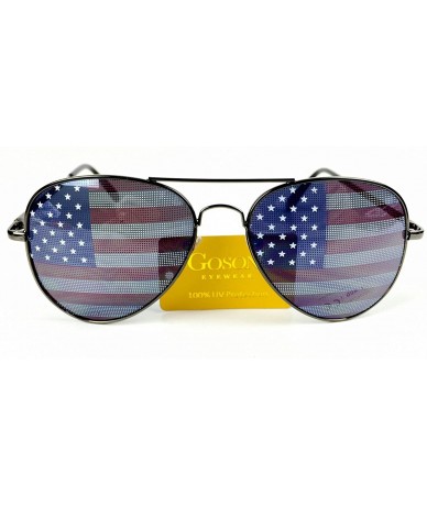 Wayfarer American Flag Mirror Novelty Decorative Sunglasses - 2-gold & Black-black Gift Box - C211O2QCSFF $25.38